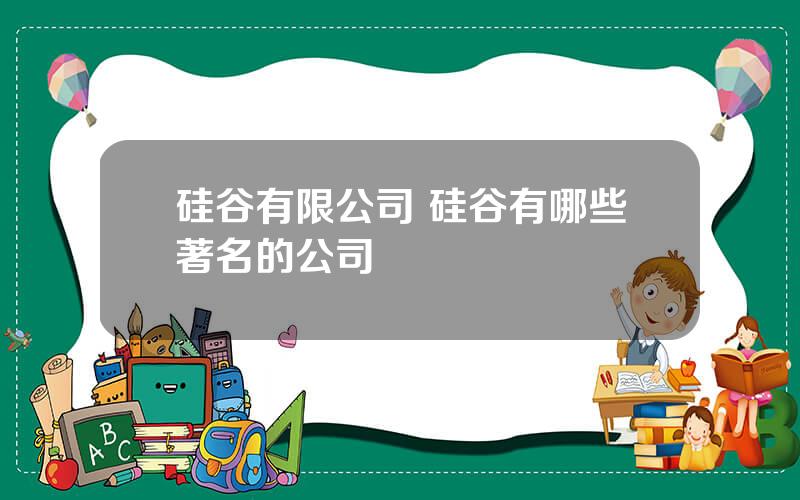 硅谷有限公司 硅谷有哪些著名的公司